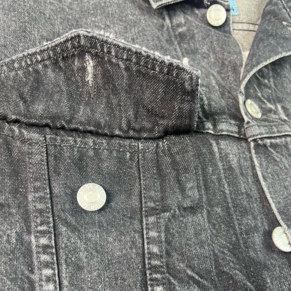Adaptation Black Roxy Distressed Denim Jacket - Picture 10 of 16